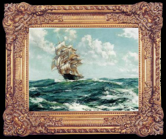 framed  unknow artist Seascape, boats, ships and warships. 73, Ta024